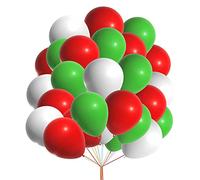10" Latex Vibrant White, Red, Green Colour Combination Plain Balloons For Party Decorations Valentines Day Pack of 30