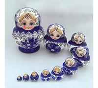 10-Layer Russian Nesting Dolls, Handcrafted Satin Wood Matryoshka Dolls for Kids & Adults, Holds Items, Christmas Decoration (1 Set)