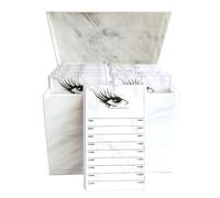 10 Layers Acrylic Eyelash Storage Box,Eyelash Holder Extension Tool,Makeup Organizer False Eyelashes Glue Pallet Holder, Grafting Eye lashes Close-Packed Display with 10 Pallets (Marble White)