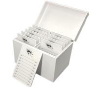 10 Layers Acrylic Eyelash Storage Box,Eyelash Holder Extension Tool,Makeup Organizer False Eyelashes Glue Pallet Holder, Grafting Eye lashes Close-Packed Display with 10 Pallets (White)