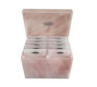 10 Layers Acrylic Eyelash Storage Box,Eyelash Holder Extension Tool,Makeup Organizer False Eyelashes Glue Pallet Holder, Grafting Eye lashes Close-Packed Display with 10 Pallets (Marble Pink)
