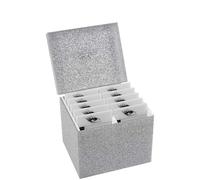 10 Layers Acrylic Eyelash Storage Box,Eyelash Holder Extension Tool,Makeup Organizer False Eyelashes Glue Pallet Holder, Grafting Eye lashes Close-Packed Display with 10 Pallets (Silver)