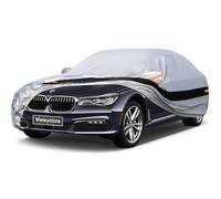 10 Layers Saloon Car Cover Waterproof Breathable Large,100% Waterproof Outdoor Car Covers Rain Snow UV Dust Protection Custom Fit for Volkswagen Passat, Jaguar XE, BMW 3 Series, Audi A4, Etc.
