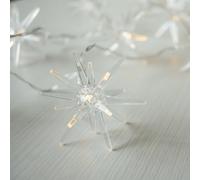 10 LED Acrylic Exploding Star String Lights - Warm White Battery Powered - Decorative Indoor Light for Christmas, Parties, Bedroom, Living Room, Weddings