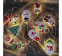 10 LED Christmas Tree Decoration String Lights - Santa Claus, Candy Cane, Snowman Fairy Lights - Battery Operated Christmas Decorative for Bedroom, Xmas Ornament for Home Decor