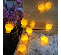 10 LED Frog Fairy Lights 1.65m Length Yellow Frog String Lights Warm White Battery Operated Bedroom Children Room Decor Chain of Lights (Yellow Frog)