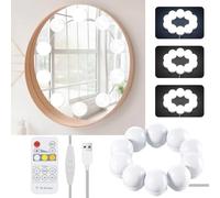 10 LED Mirror Lights with 3 Colors with RF Remote Control, Hollywood Style Dimmable Makeup Light, Makeup Mirror Lights, Bathroom Lights, Gifts for Girlfriend, Mom