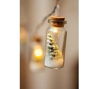 10 LED Warm White Christmas Tree Bottle Lights - Battery Operated String Light with Mini Snowy Christmas Tree Glass Bottle - Decor for Xmas, Weddings, Parties (Pink Tree)