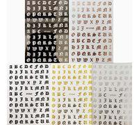 10 Letter Nail Stickers Alphabet Art DIY Decals for Home, Old English Style - 5 Colors