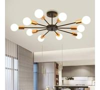 10-Light Black Sputnik Semi Flush Mount Ceiling Light Garwarm Black One Size