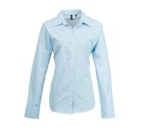 (10, Light Blue) Premier Womens/Ladies Signature Oxford Long Sleeve Work Shirt