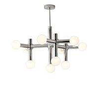 10 - Lights Ceiling, Chrome Metal Pendant Lights, Mid Century Dining Room Hanging Lamp, E27 Vintage Industrial Suspension Lamps, Kitchen Island Lighting Drop Lights