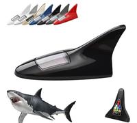 10 Lights Solar Power Car Shark Fin Roof Antenna LED Flash Light, Shark Fin Solar Warning Light for Car, RGB Solar Strobe Lights, LED Warn Tail Light Antenna, Solar Cab Lights (Black)