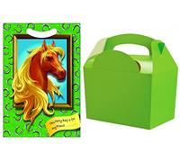 10 Lime Green Party Food Boxes With Matching Pony Horse Loot Bags