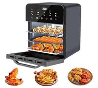 10 Liter Air Fryer Rotisserie Oven Small Family Size Powerful 2 Rack Positions 32-392F Temp Controls Easy Mode for Kitchen Integrated Smart Thermometer