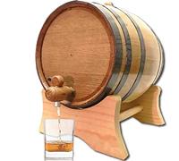 10 Liter Oak Aging Barrel with Stand, Bung & Spigot (2.5 Gallon) - Wooden Whiskey and Wine Barrel for Home Brewing, Distilling, Wine Making, Cocktail Aging - Charred Oak for Whiskey