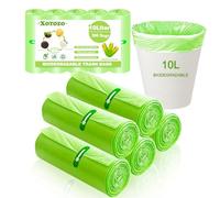 10 Litre Biodegradable Bin Liners, 200 Counts Food Waste Garbage Bags 10L Garbage Compostable Trash Caddy Liners, Recycling Degradable Rubbish Bag for Kitchen Bathroom Garden Office, Green, 45 x 50cm