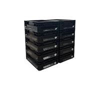 10 Litre Black Recycled Euronorm Euro Stacking Container - Heavy-Duty Industrial Plastic Storage Box, 400×300×120 mm Stackable Crate for Warehouse, Logistics & Small Parts Organisation - Pack of 10