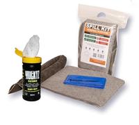 10 Litre General Purpose Compact Spill Kit with Free Tub Muckyz Wipes| with Absorbent Pads, Sock, Gloves, and Disposal Bag - Ideal for Oil, Coolants, Water, and Weak Chemicals