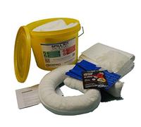 10 Litre Oil & Fuel Spill Kit in Durable Plastic Tub - Complete Emergency Response Kit for Petrol, Diesel, Hydraulic Oils & Hydrocarbons - Portable & Reusable Container (Complete Kit)