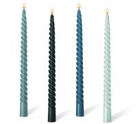 10'' Long Tapered Candles, Pack of 4 Twisted Gradient Green Candles, Non Drip Non Scented Spiral Coloured Candle for Candlesticks Table Dinner Christmas Halloween Home Decor