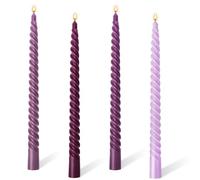 10'' Long Tapered Candles, Pack of 4 Twisted Gradient Purple Candles, Non Drip Non Scented Spiral Coloured Candle for Candlesticks Table Dinner Christmas Halloween Home Decor