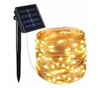 10 M 100 LED Solar Powered Warm White String Fairy Lights