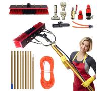 10 m(32.8 FT) Koubhyj Window Cleaning Pole, Window Cleaning Equipment with 20 m PU Tube and 35 cm Brush Head, Extended Extension Cleaner Brush Kit for Trucks, Boats, Cars, Solar Panel