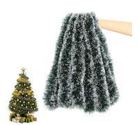10 M Christmas Tinsel, White Edge Green Stripes, Green Thick Tinsel for Christmas Decorations Garland, Festive Holiday Party Decor