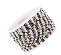 10 m Glitter Rhinestone Pearl Ribbon Rhinestone Chain, Rhinestones Shiny Rhinestones for Sewing Crafts Clothing Sewing Jewellery, Chain Trim for DIY Crafts Weddings, Black, 2 mm
