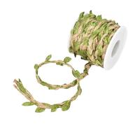 10 m Jute String with Leaf, DIY Artificial Leaves Plant Garland, Leaf Vine Hemp Rope, Gift Wrapping, Natural Jute String with Green Leaves, Wedding, Garden, Jungle Theme Party