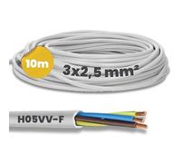 10 m Kalitec H05VV-F Hose Cable 3 x 2.5 mm² I Power Cable 3G 2.5 mm² with Protective Conductor I PVC Cable for Indoor I Electric Cable White I Lamp Cable Flexible I Device Cable 3 Core