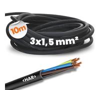 10 m Lapp 1600103 H07RN-F 3 x 1.5 mm² Rubber Cable Flexible with Protective Conductor I UV-Resistant Cable for Outdoor Use I Oil-Resistant I Cold-Resistant I Connection Cable 3G 1.5 mm² Black