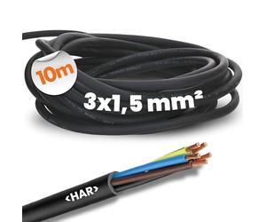10 m Lapp 1600103 H07RN-F 3 x 1.5 mm² Rubber Cable Flexible with Protective Conductor I UV-Resistant Cable for Outdoor Use I Oil-Resistant I Cold-Resistant I Connection Cable 3G 1.5 mm² Black
