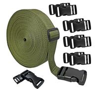 10 M Nylon Webbing Strap Band with 10 Sets of Flat Side Release Buckles and Tri-Glide Slides for DIY Making Luggage Strap and Backpack Repairing