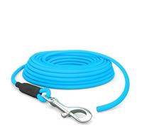 10 m Recall Lead for Dogs, Waterproof Round Lead without Loop, Safe Freewheel Training Lead cyan blue, up to 35 kg