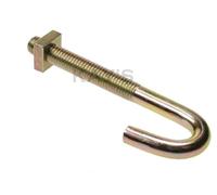 10, M6 x 100mm HOOK J BOLTS & SQUARE NUTS ZINC ROOFING GUTTER FENCE WEATHERPROOF