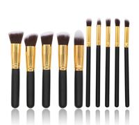 10 Makeup Brushes (5 Big 5 Small) Classic Black Gold Perfection Makeup Brushes Travel Make up Brushes Set Comfort Grip, Cruelty-Free & Vegan (Black Gold)