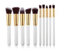 10 Makeup Brushes (5 Big 5 Small) Classic Black Gold Perfection Makeup Brushes Travel Make up Brushes Set Comfort Grip, Cruelty-Free & Vegan (White Gold)
