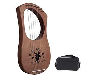 10 Metal String Lyre Harp, Lyre Harp Mahogany String Instrument with Tuning Wrench Black Gig Bag Complete Accessories for Music Lovers, Adults, Children and Beginners (Color : Retro color)