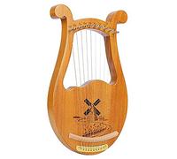 10 Metal String Solid Wood Mahogany Lyre Harp With Tuning Wrench, Unique Patterns, Carved Phonetic Symbols, For Music Lovers Beginners Children Adults (Color : Windmill)