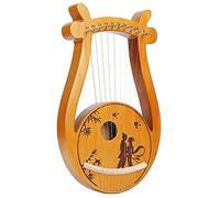 10 Metal String Solid Wood Mahogany Lyre Harp With Tuning Wrench, Unique Patterns, Carved Phonetic Symbols, For Music Lovers Beginners Children Adults (Color : Encounter)