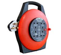 10 Meter Extension Lead 4 Way Gang 13 Amp Extension Reel with 4 Sockets UK
