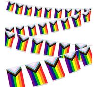 10 Meter Pride Bunting,Rainbow Bunting,Pride Flag,38 Pennant Flags,Rectangle Gay Colorful Stripes Bunting Banner for Pride Month Decorations, Home, Balcony, Bars,etc