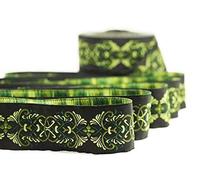 10 Meter Spool 25mm Wide Celtic Knot Green Jacquard Ribbon Embroidered Woven Trim 25976