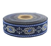 10 Meter Spool 25mm Wide Royal Blue Medieval Jacquard Ribbon Embroidered Woven Trim 25907