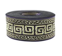 10 Meter Spool 35 mm Lilac Gold Greek Key Jacquard Ribbon Medieval Trim Woven Trimming Retro Fabric Offset Tape Home Decoration Embellishment 35060