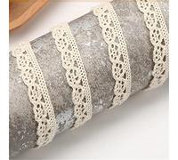 10 Meters 1cm Lace Ribbon Cotton Fabric Crochet Lace Trim Edging Trimmings Fabric Cotton Lace Edge Trim Ribbon Embroidered Applique Cotton Lace Tape for Sewing Crafting Wedding Cards DIY (D-Cream)
