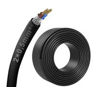 10 Meters 2 Core 2x0.5mm² Shielded Cable, CE Certified EMI/RFI Shielding Cable for Automotive, Speaker, 3D Printer, CNC VFD Spindle, Stepper Motor, Signal Transmission etc