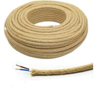 10 Meters 2 Core Rope Twisted Electric Light Cord,Vintage Braided Flex Cable Fabric Electrical Wire for DIY Pendant Lamp Industrial Lighting Appliances (Round Hemp Rope)
